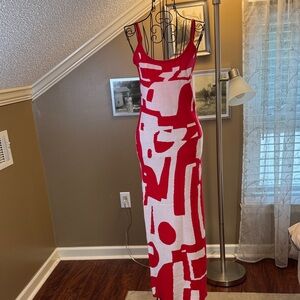 Stylish Red and White Women's Dress